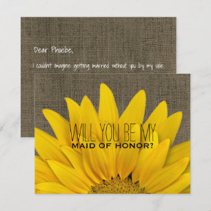 Country Sunflower Will You Be My Maid of Honor Invitation