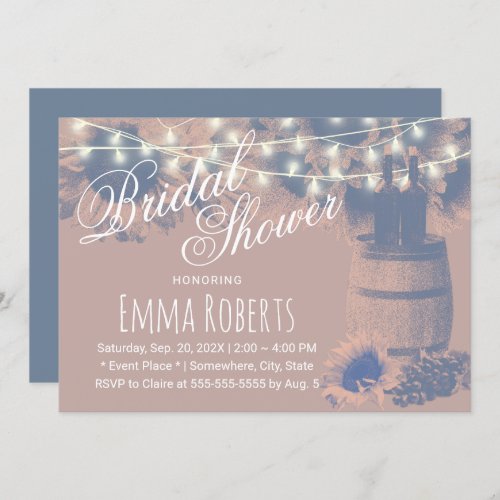 Country Sunflower  Wine Barrel Bridal Shower Invitation