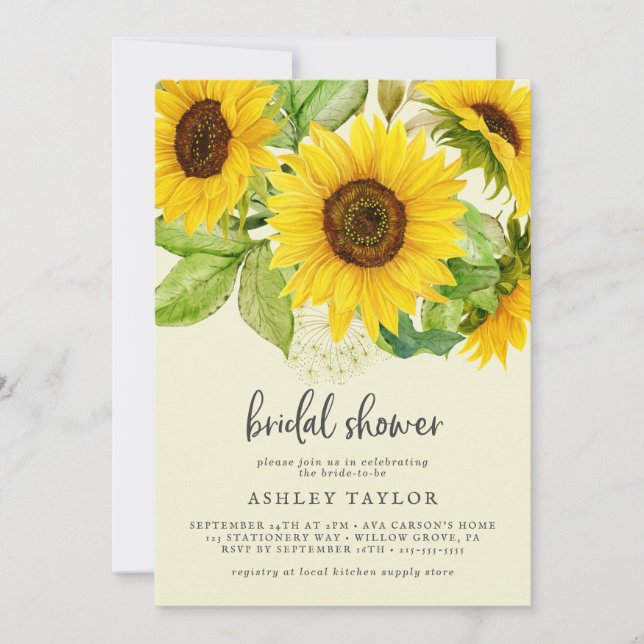 Country Sunflower | Yellow Bridal Shower Invitation (Front)