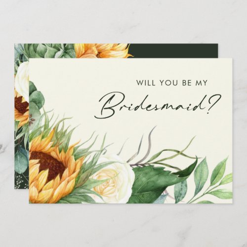 Country Sunflower Yellow Bridesmaid Proposal Card