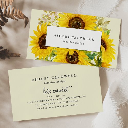 Country Sunflower  Yellow Business Card