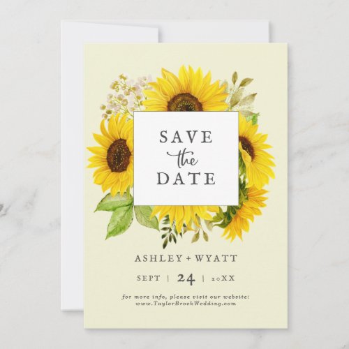 Country Sunflower  Yellow Save the Date Card