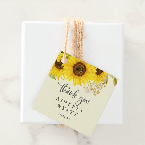 Country Sunflower  Yellow Thank You Favor Tags