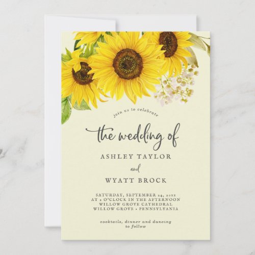 Country Sunflower  Yellow The Wedding Of Invitation