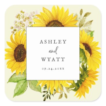 Country Sunflower | Yellow Wedding Envelope Seals