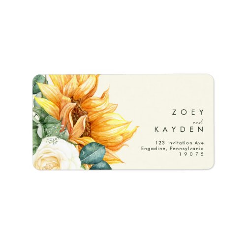 Country Sunflower  Yellow wedding RSVP address Label