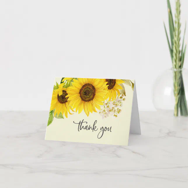 Country Sunflower | Yellow Wedding Thank You Card | Zazzle