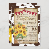 Country Sunflowers and Cow Print Baby Shower Invitation (Front/Back)