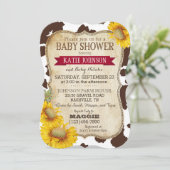 Country Sunflowers and Cow Print Baby Shower Invitation (Standing Front)