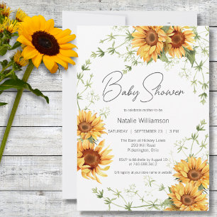 Country Sunflowers and Vines Baby Shower Invitation