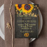 Country sunflowers barn wood save the date wedding