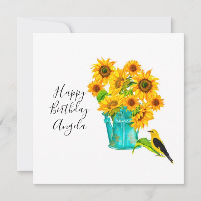 Country Sunflowers Bouquet Birthday  Card (Front)