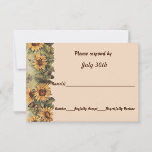 Country Sunflowers & Butterflies Wedding RSVP Invitation