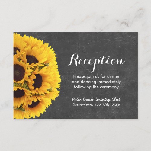 Country Sunflowers Chalkboard Wedding Reception 3.5x5 Paper Invitation Card