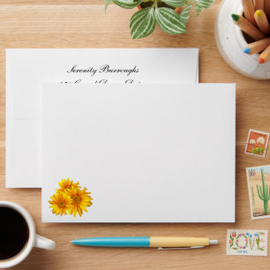Country Sunflowers Elegant Floral Wedding Envelope