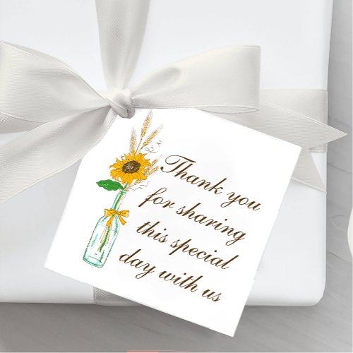 Country Sunflowers Fall Floral Wedding Thank You Favor Tags