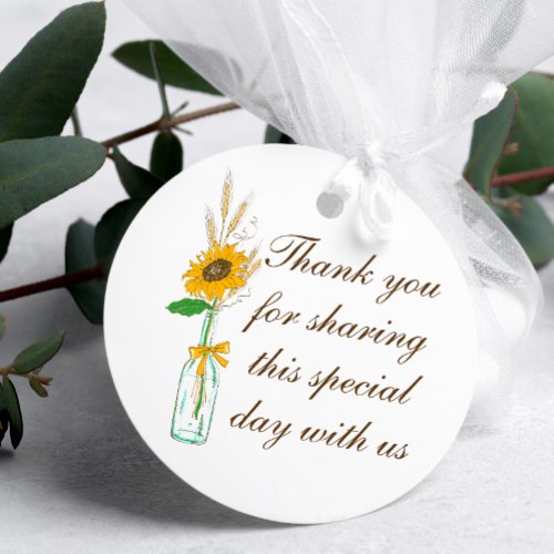 Country Sunflowers Fall Floral Wedding Thank You Favor Tags
