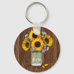Country Sunflowers in Mason Jar Keychain