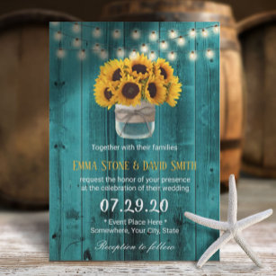 teal and yellow rustic wedding