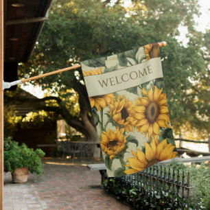 Country Sunflowers Monogram House Flag