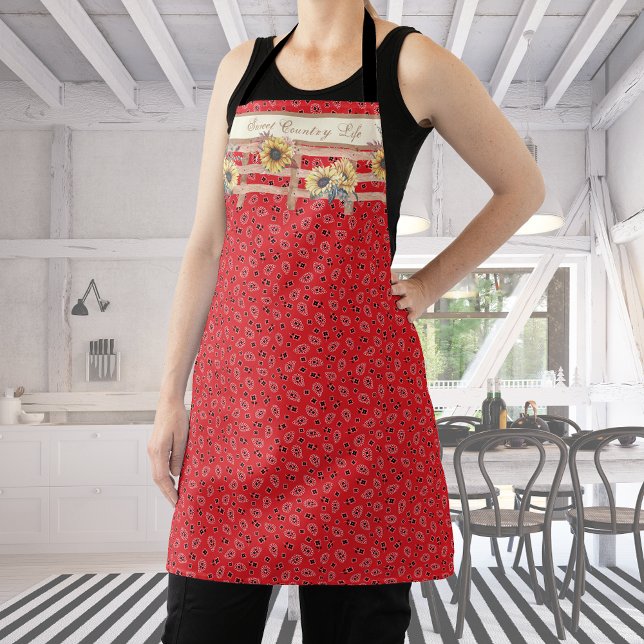 Country Sunflowers on Bandana Print Custom  Apron (Creator Uploaded)