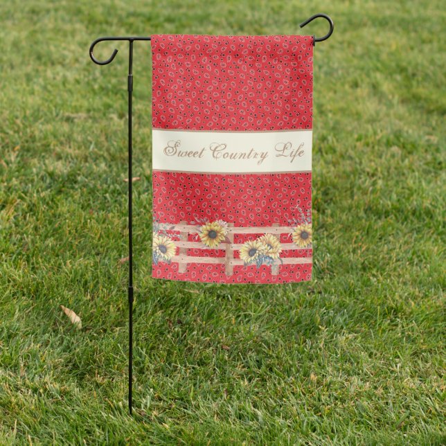 Country Sunflowers on Bandana Print Custom   Garden Flag (In SItu)