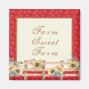 Country Sunflowers on Bandana Print Custom  Magnet