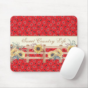 Country Sunflowers on Bandana Print Custom  Mouse Pad