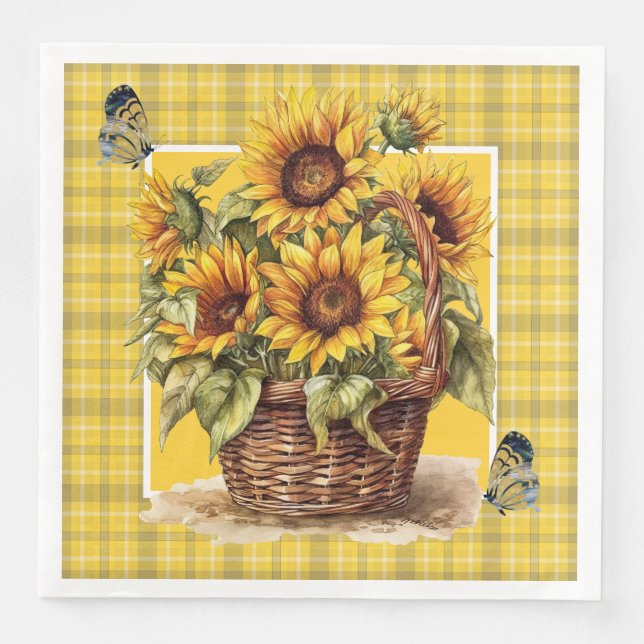 Country Sunflowers Paper Dinner Napkins (Front)