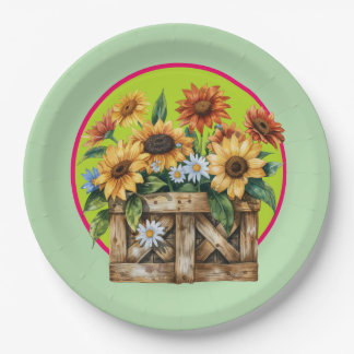 Country Sunflowers Paper Plates