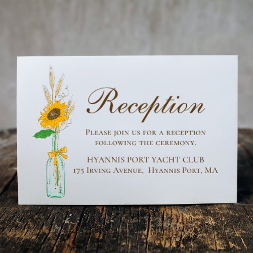 Country Sunflowers Rustic Floral Wedding Reception Enclosure Card