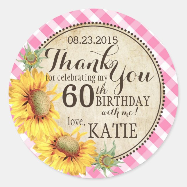 Country Sunflowers Rustic Thank You Label (Front)
