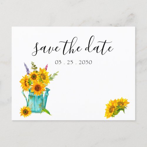 Country Sunflowers Rustic Wedding Save the Dave Invitation Postcard