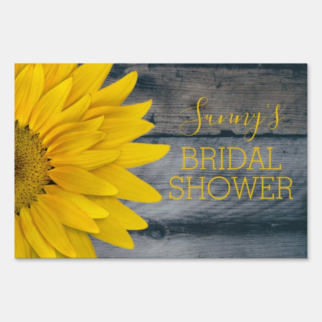 Country Sunflowers Rustic Wood Bridal Shower Sign (Front)