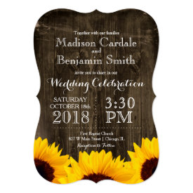 Country Sunflowers Rustic Wood Wedding Invitations
