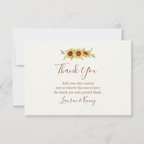 Country Sunflowers Thank You Cards