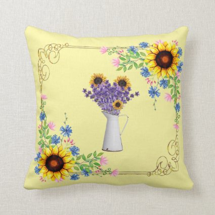 Country Sunflowers Throw Pillow