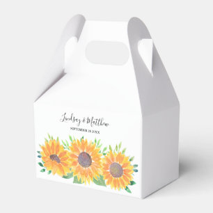 Country Sunflowers Watercolor Wedding Favor Box