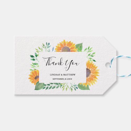 Country Sunflowers Watercolor Wedding Gift Tags