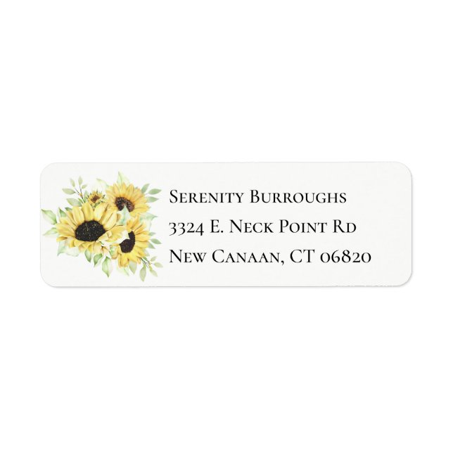 Country Sunflowers Watercolor Yellow Floral  Label (Front)