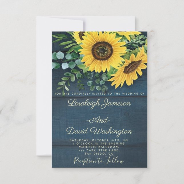 Country sunflowers wedding invitation (Front)
