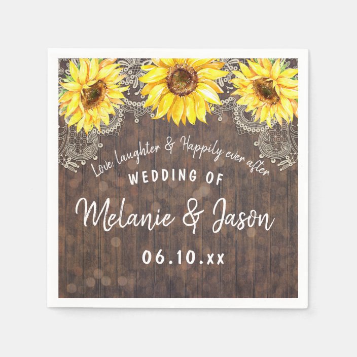 Country Sunflowers Wedding Napkins Bridal Shower