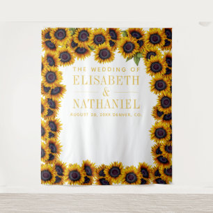 Country sunflowers wedding photo booth backdrop