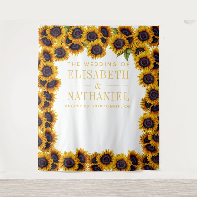Country sunflowers wedding photo booth backdrop (Front)