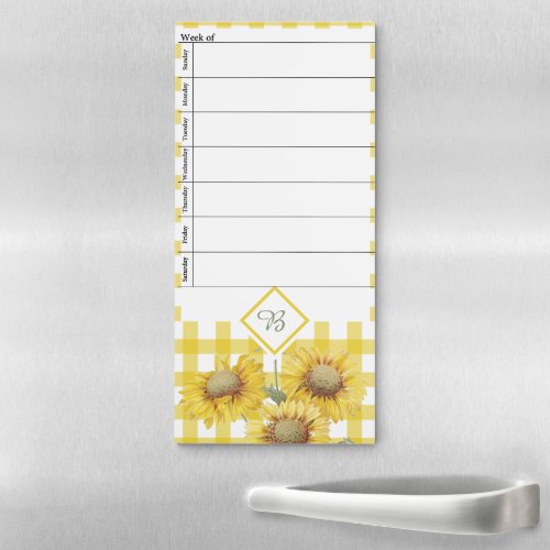 Country sunflowers week planner magnetic notepad