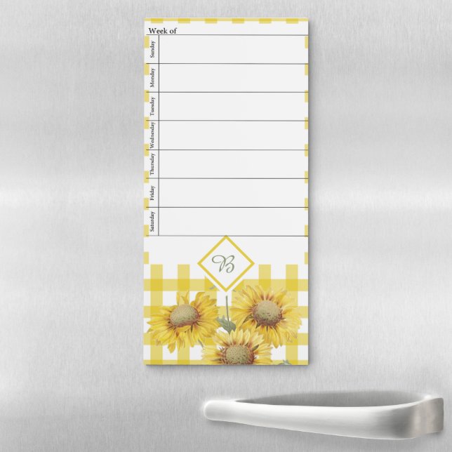 Country sunflowers week planner magnetic notepad (In Situ)