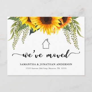 Country Sunflowers We've Moved New Address Postcard