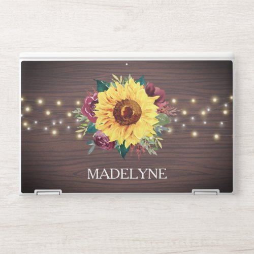 Country Sunflowers Wood Lights Rustic HP Laptop Skin