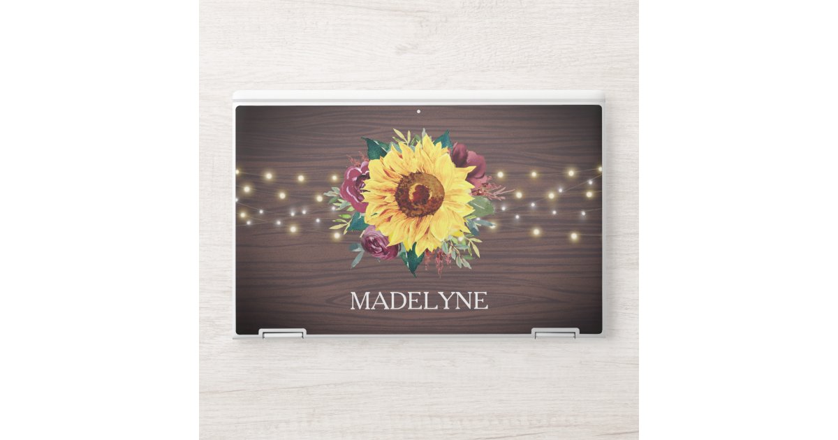 Country Sunflowers Wood Lights Rustic HP Laptop Skin | Zazzle