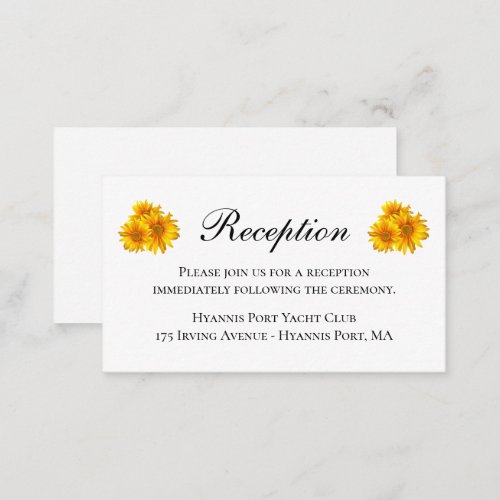 Country Sunflowers Yellow Floral Wedding Reception Enclosure Card